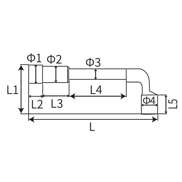 亚光铬穿孔L 型套筒扳手