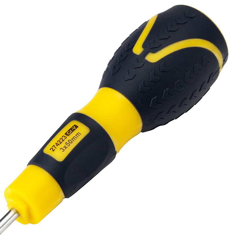 Great Wall Torpedo-shaped Cr-V Steel Durable Rubber Handle Slotted Screwdriver